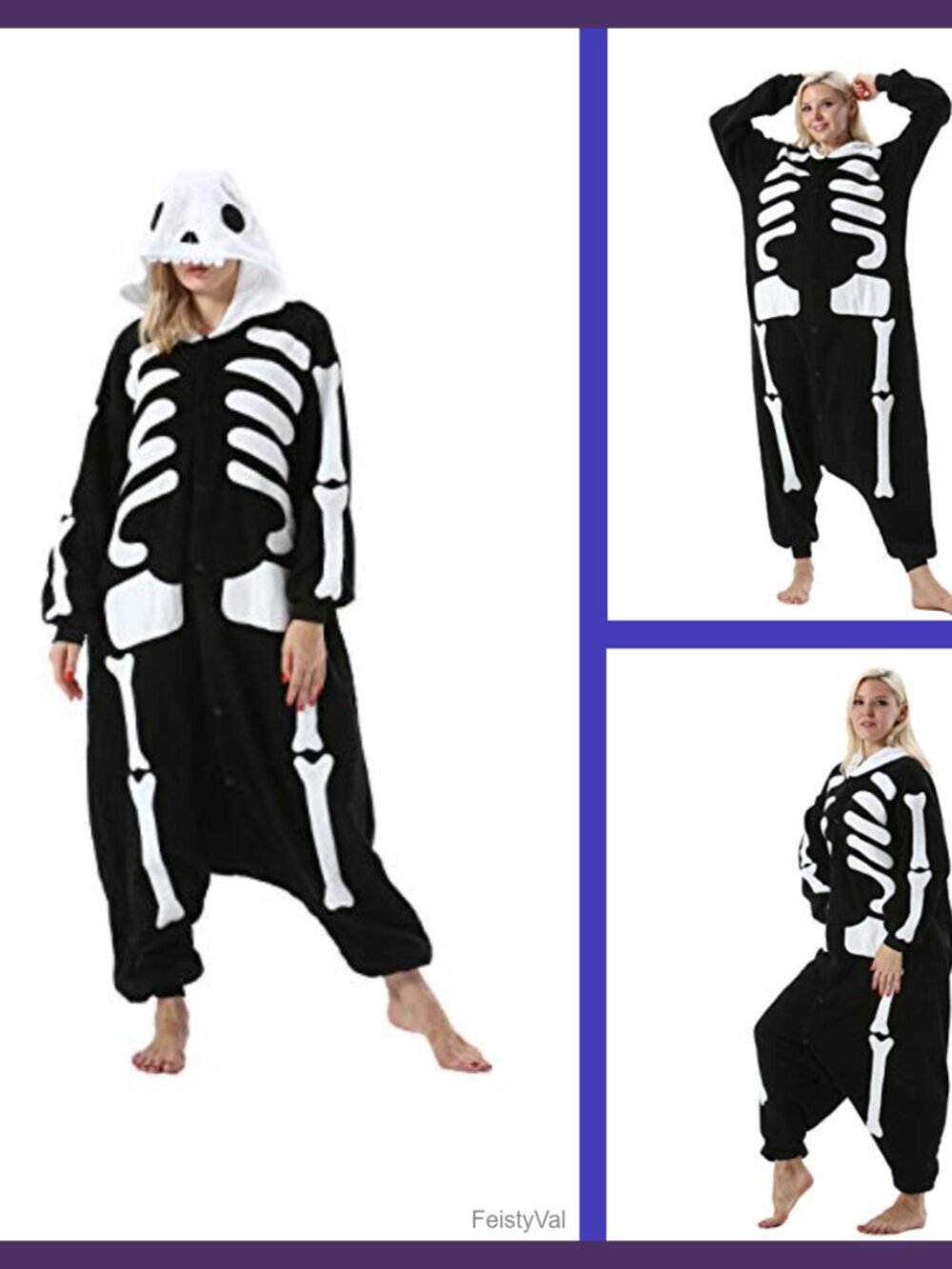 Adult Skeleton Onesie Pajama Cosplay Halloween Costume